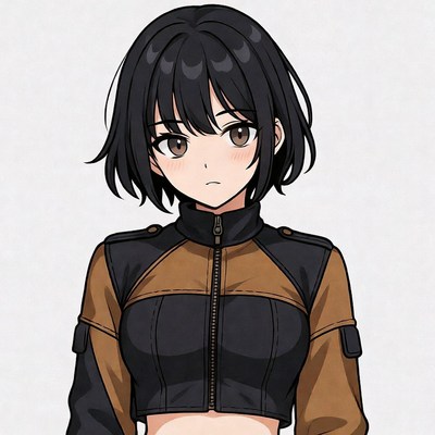 Anime girl in black jacket