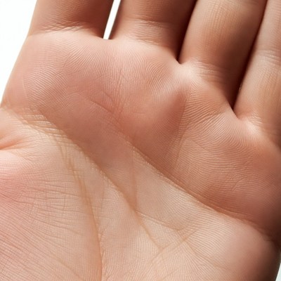Open human palm close-up