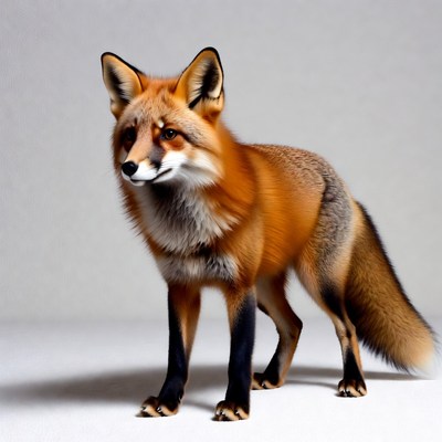 Red fox standing on gray background