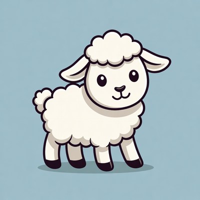 Cute cartoon lamb standing