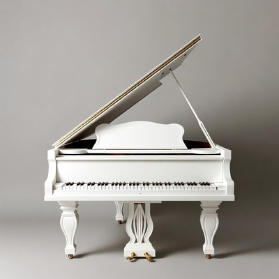 White Grand Piano Open Lid
