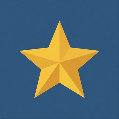 Golden star on blue background