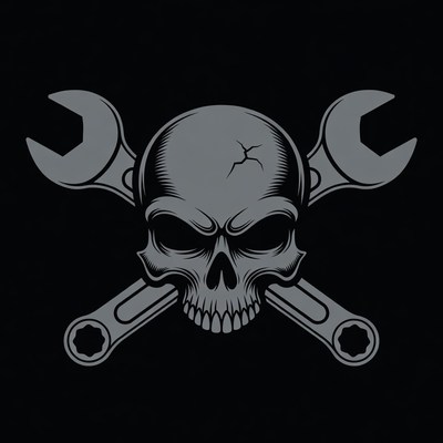 Skull with crossed wrenches