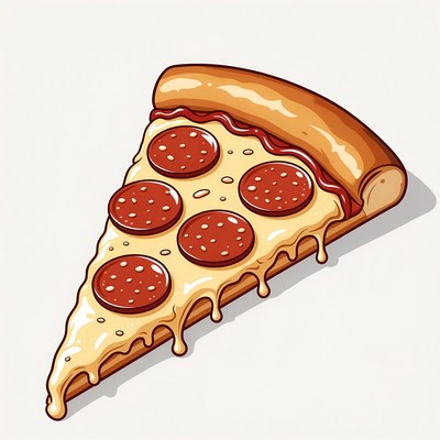 Pepperoni Pizza Slice Illustration