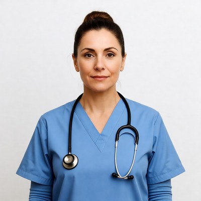 Smiling nurse with stethoscope