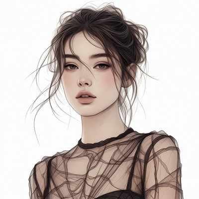 Asian woman in sheer black top