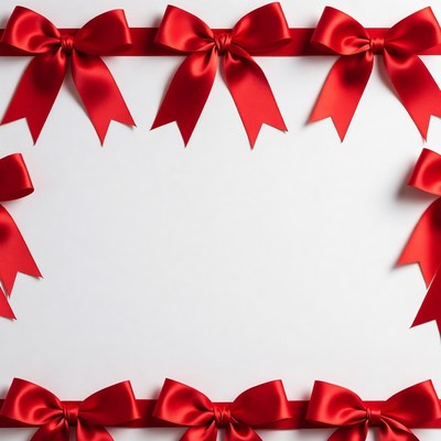 Red Satin Bows Border Frame