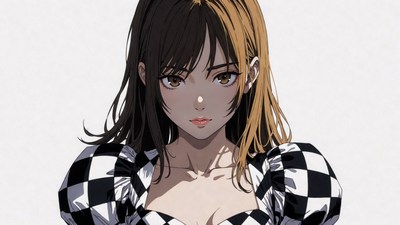 Anime girl with black and blonde hair