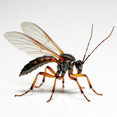 Ichneumon Wasp on White Background