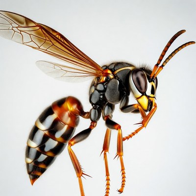 Yellow and black paper wasp