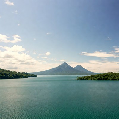Twin Volcanoes over Turquoise Lake