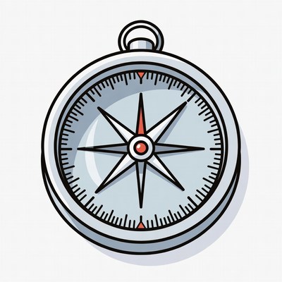 Compass pointing north illustration