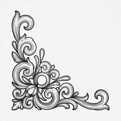 Ornate Black Floral Corner Design