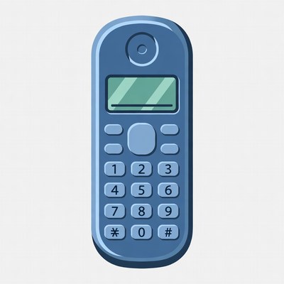 Blue Cordless Phone Illustration