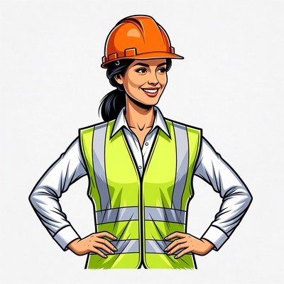 Female construction worker in hard hat