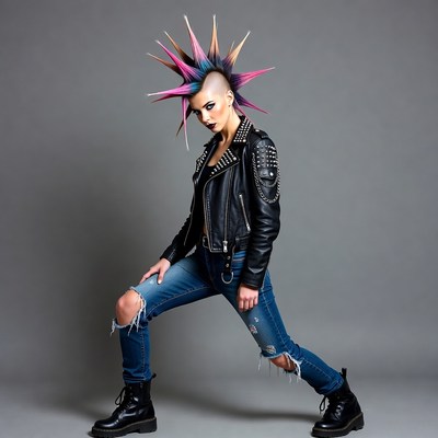 Woman with colorful mohawk hairstyle