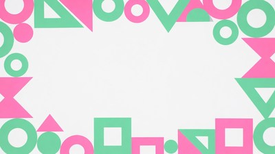 Pink Green Geometric Frame Border