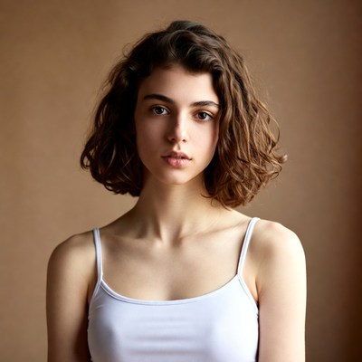 Young woman with curly hair