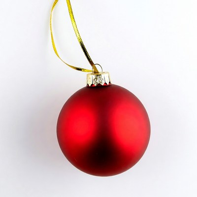 Red Christmas ornament with gold ribbon