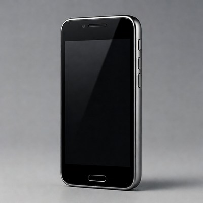 Black smartphone on gray background