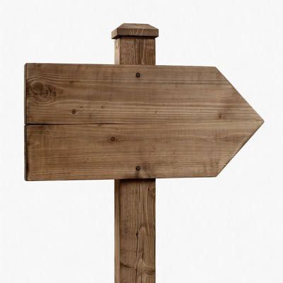 Wooden arrow sign on post