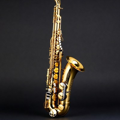 Golden Saxophone on Black Background