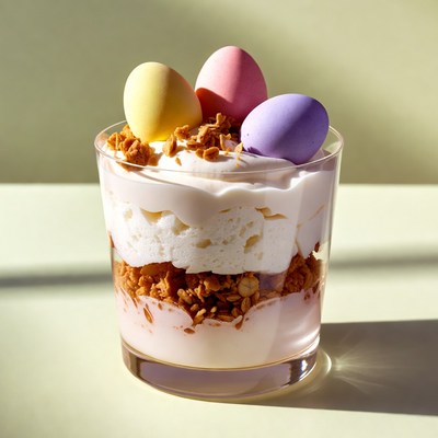 Yogurt Parfait with Colored Easter Eggs