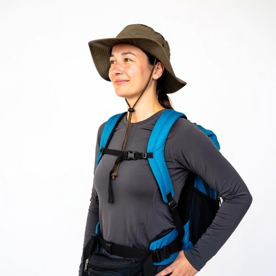Woman in hiking gear with backpack