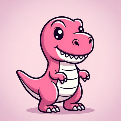 Cute Pink T-Rex Illustration