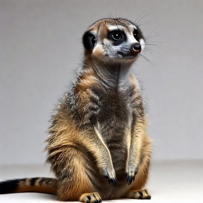 Meerkat sitting on white background