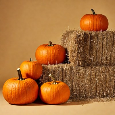 Pumpkins on Hay Bales