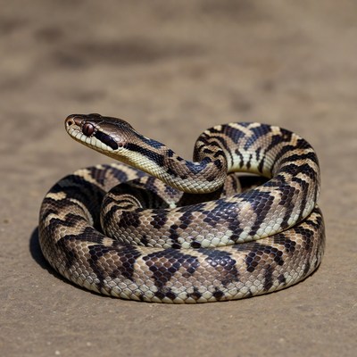 Coiled Tiger Keelback Snake