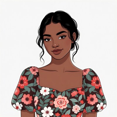 Beautiful Black woman in floral top