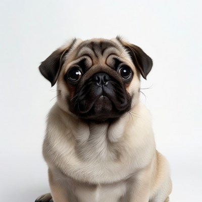 Cute Pug Puppy on White Background