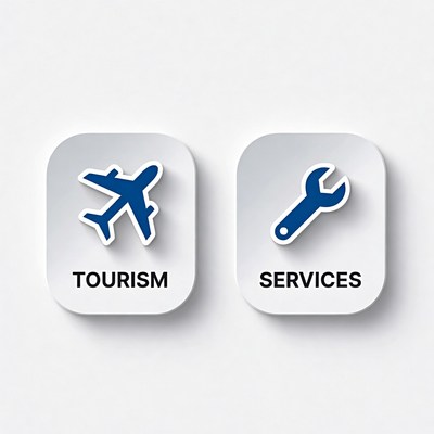 Tourism Airplane and Services Wrench Icons
