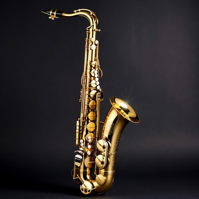 Golden Tenor Saxophone on Black Background