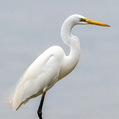 Great Egret Standing on Leg