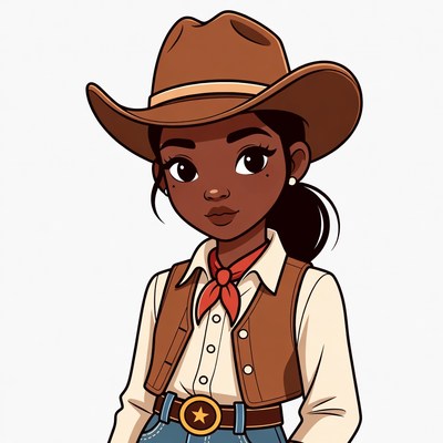 African-American girl in cowboy hat