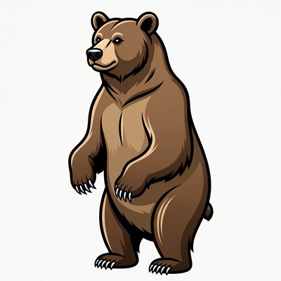 Standing Brown Bear Illustration
