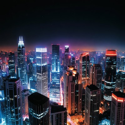 Vibrant Nighttime City Skyline