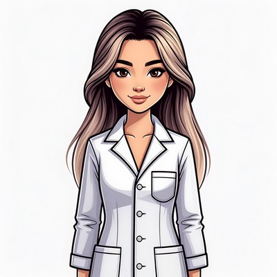 Asian woman in white lab coat