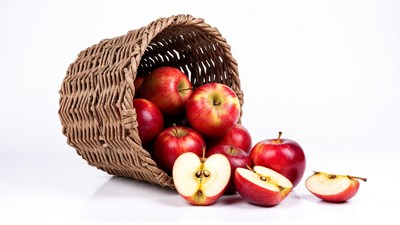 Red Apples in Wicker Basket