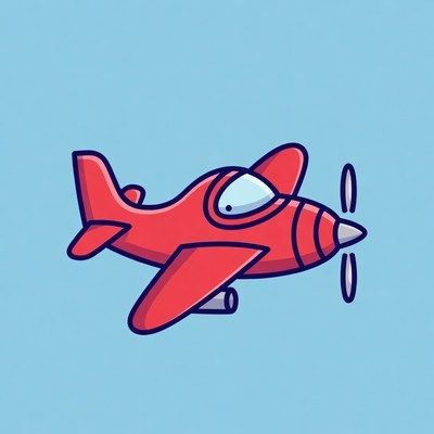 Cute red cartoon airplane