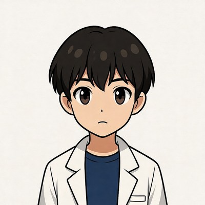 Anime boy in white lab coat