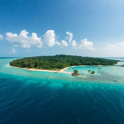 Tropical island with turquoise lagoon