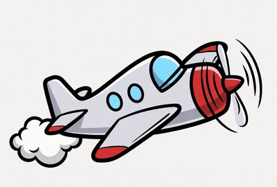 Cartoon Airplane Flying with Propeller