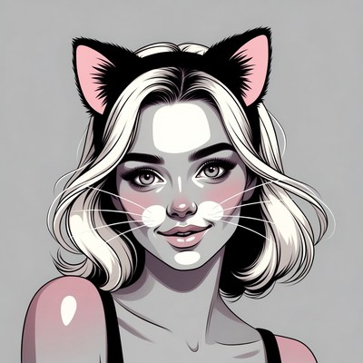 Woman with cat ears illustration