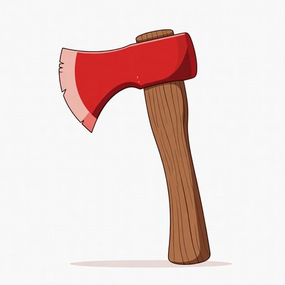 Red Cartoon Axe Illustration