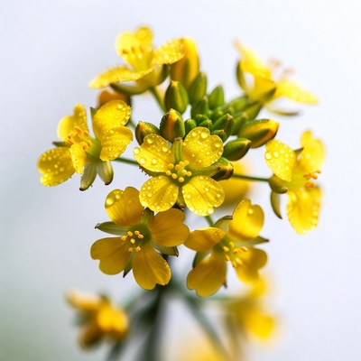 Yellow Flowers with Dew Drops