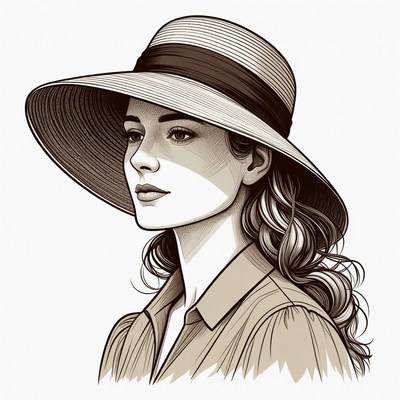 Woman wearing wide-brim hat